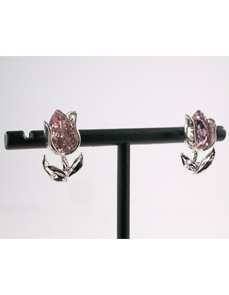 Kolczyki TULIPANY RÓŻOWE  KWIATKI  AKCESORIA srebrny sztyft 925