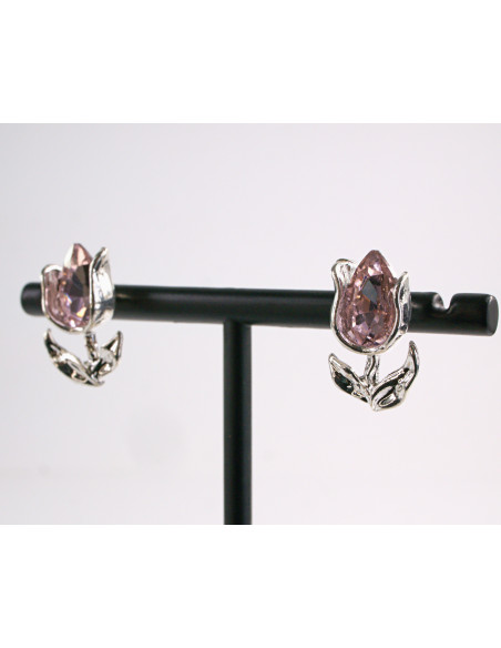 Kolczyki TULIPANY RÓŻOWE  KWIATKI  AKCESORIA srebrny sztyft 925