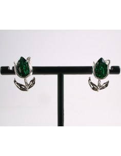 Kolczyki TULIPANY ZIELONE  KWIATKI  AKCESORIA srebrny...