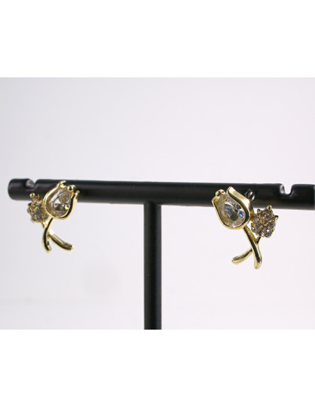 Kolczyki ZŁOTE TULIPANY LOLITA AKCESORIA srebrny sztyft 925