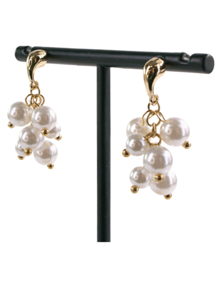 Kolczyki WINOGRONOWE  PERŁY PERŁA PEREŁKILOLITA AKCESORIA srebrny sztyft 925