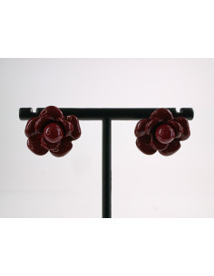 Kolczyki BORDOWE KWIATKI  KWIATY LOLITA AKCESORIA srebrny...