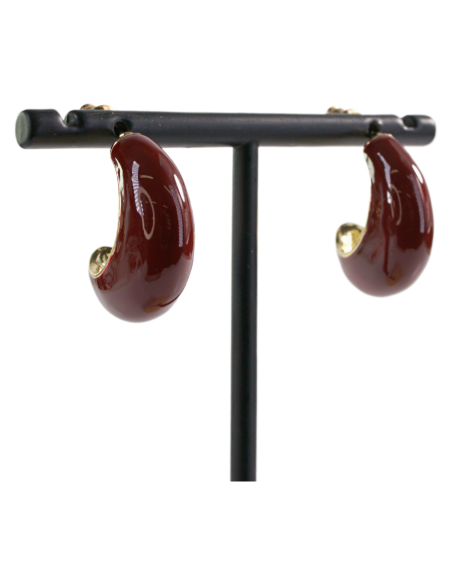 Kolczyki BORDOWE KSIĘŻYCE  LOLITA AKCESORIA srebrny sztyft 925