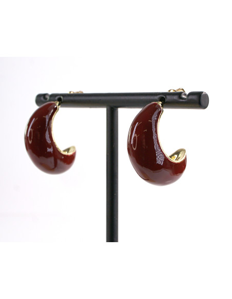 Kolczyki BORDOWE KSIĘŻYCE  LOLITA AKCESORIA srebrny sztyft 925