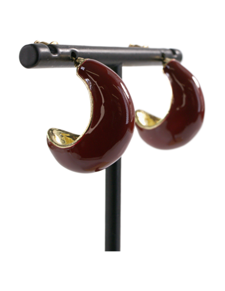 Kolczyki BORDOWE KSIĘŻYCE  LOLITA AKCESORIA srebrny sztyft 925