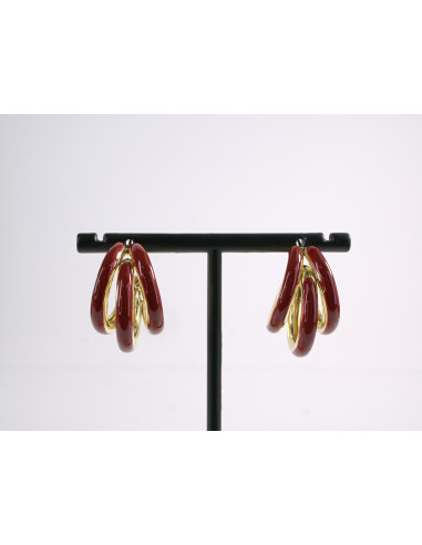 Kolczyki BORDOWE POTRÓJNE KOŁA  LOLITA...