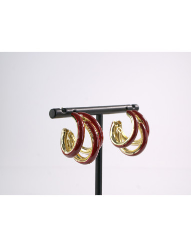 Kolczyki BORDOWE POTRÓJNE KOŁA  LOLITA...