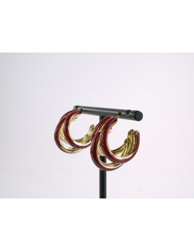 Kolczyki BORDOWE POTRÓJNE KOŁA  LOLITA...