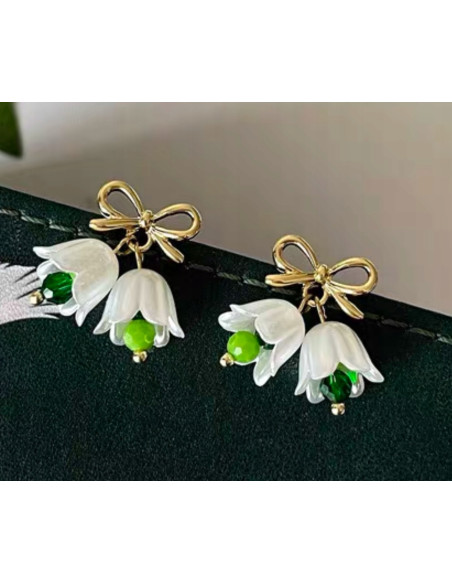 Kolczyki KWIATY KONWALIE BOHO Lolita Accessories srebrny sztyft 925