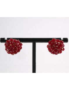 Kolczyki BORDOWE PLECIONE  KORALIKI LOLITA AKCESORIA...