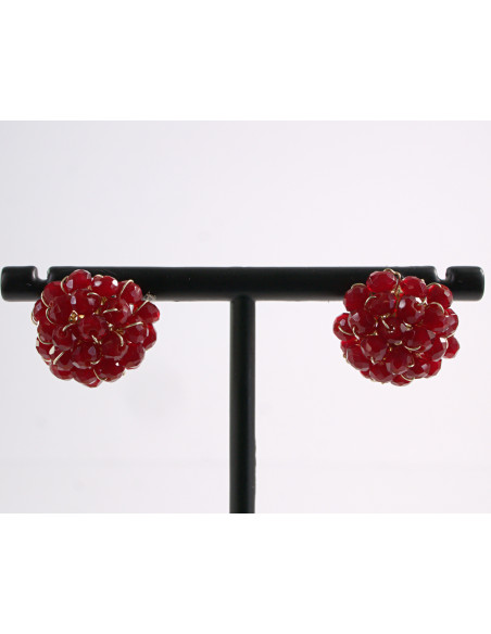 Kolczyki BORDOWE PLECIONE  KORALIKI LOLITA AKCESORIA srebrny sztyft 925