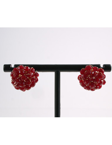 Kolczyki BORDOWE PLECIONE  KORALIKI LOLITA...