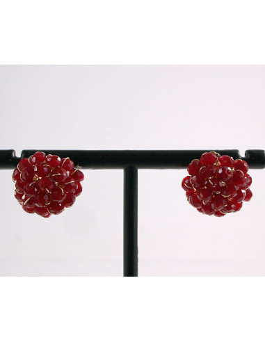 Kolczyki BORDOWE PLECIONE  KORALIKI LOLITA...