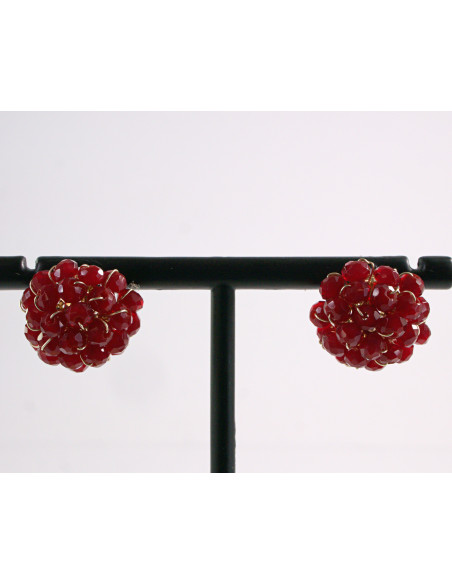 Kolczyki BORDOWE PLECIONE  KORALIKI LOLITA AKCESORIA srebrny sztyft 925