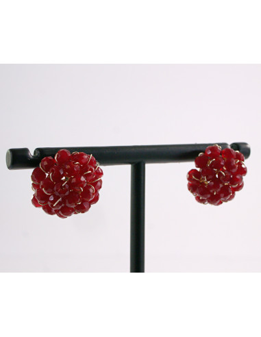 Kolczyki BORDOWE PLECIONE  KORALIKI LOLITA...