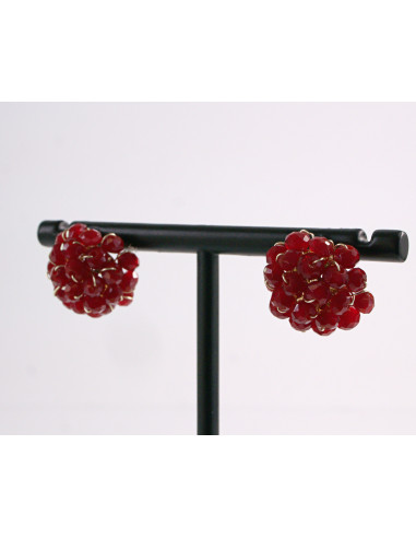 Kolczyki BORDOWE PLECIONE  KORALIKI LOLITA...