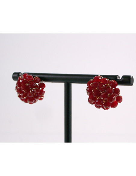 Kolczyki BORDOWE PLECIONE  KORALIKI LOLITA AKCESORIA srebrny sztyft 925