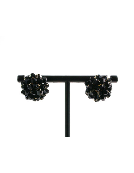 Kolczyki PLECIONE  KORALIKI CZARNY LOLITA AKCESORIA srebrny sztyft 925