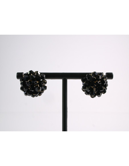 Kolczyki PLECIONE  KORALIKI CZARNY LOLITA AKCESORIA srebrny sztyft 925