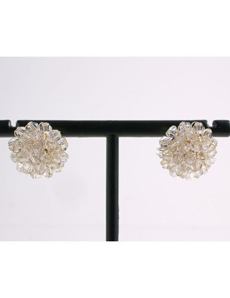 Kolczyki BEZBARWNE PLECIONE  KORALIKI LOLITA AKCESORIA srebrny sztyft 925