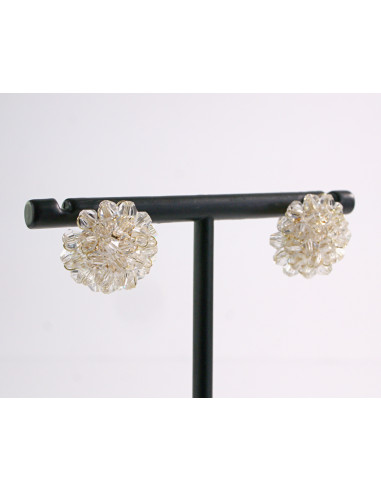 Kolczyki BEZBARWNE PLECIONE  KORALIKI LOLITA...