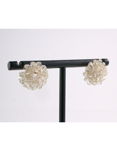 Kolczyki BEZBARWNE PLECIONE  KORALIKI LOLITA AKCESORIA srebrny sztyft 925