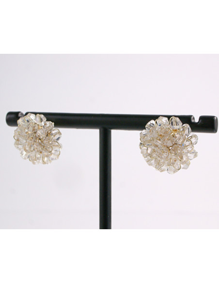 Kolczyki BEZBARWNE PLECIONE  KORALIKI LOLITA AKCESORIA srebrny sztyft 925