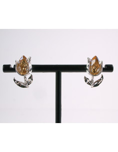 Kolczyki TULIPANY MIODOWE  KWIATKI  AKCESORIA srebrny...