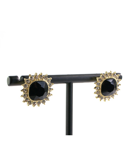 Kolczyki WIECZOROWE CZARNY  LOLITA AKCESORIA srebrny sztyft 925