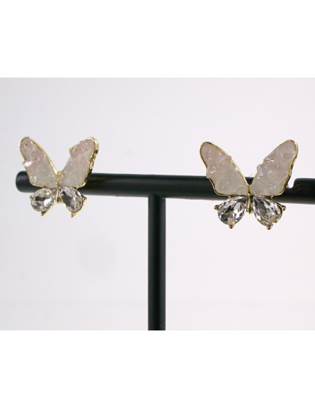 Kolczyki RÓŻOWE  MOTYLE MOTYLKI  LOLITA AKCESORIA srebrny sztyft 925