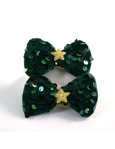 SPINKI BOŻE NARODZENIE ZIELONY  KOKARDKI CEKINY Lolita...