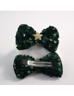 SPINKI BOŻE NARODZENIE ZIELONY  KOKARDKI CEKINY Lolita... 2