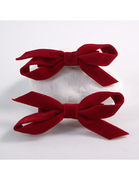 SPINKI BOŻE NARODZENIE CZERWONE AKSAMITNE KOKARDKI Lolita Akcesoria 2 SZT.