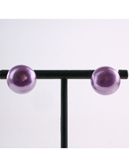 Kolczyki FIOLETOWE Duże Perły  Lolita Akcesoria srebrny sztyft 925 1,6 CM