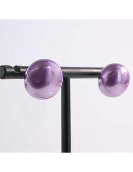 Kolczyki FIOLETOWE Duże Perły  Lolita Akcesoria srebrny sztyft 925 1,6 CM