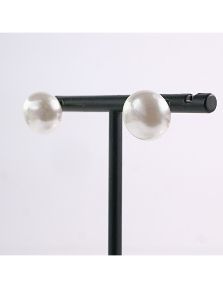 Kolczyki ECRU  Duże Perły MAXI Lolita Akcesoria srebrny sztyft 925 1,4 CM