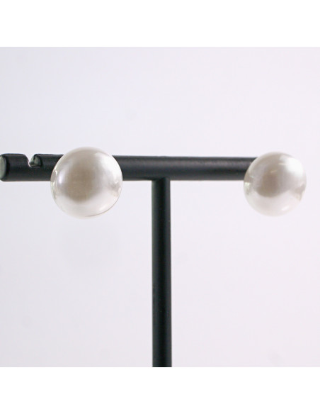 Kolczyki ECRU  Duże Perły MAXI Lolita Akcesoria srebrny sztyft 925 1,4 CM