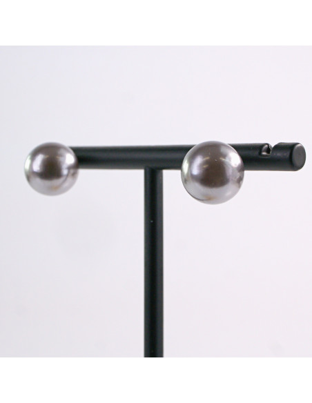 Kolczyki  SZARE  Perły  Lolita Akcesoria srebrny sztyft 925 1,4 cm SZARY