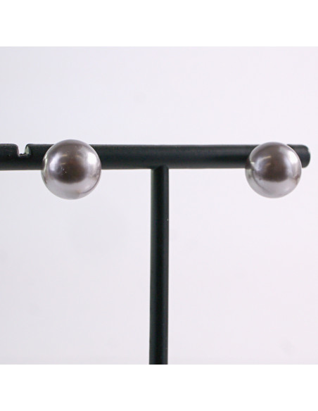 Kolczyki  SZARE  Perły  Lolita Akcesoria srebrny sztyft 925 1,4 cm SZARY