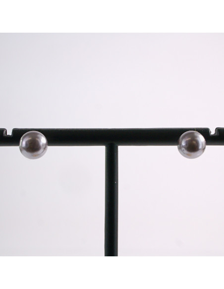 Kolczyki SZARE Perły  Lolita Akcesoria srebrny sztyft 925 1 cm PERŁA