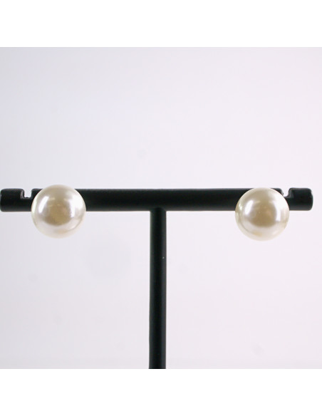 Kolczyki BIAŁY ECRU  Perły  Lolita Akcesoria srebrny sztyft 925 1 cm PERŁA