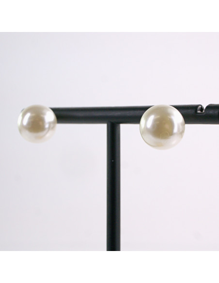 Kolczyki BIAŁY ECRU  Perły  Lolita Akcesoria srebrny sztyft 925 1 cm PERŁA