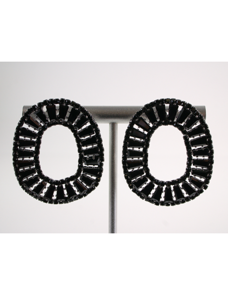 Kolczyki WIECZOROWE Z CYRKONIAMI Lolita Akcesoria srebrny sztyft 925 CZARNY