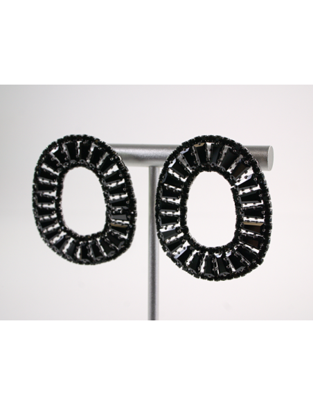 Kolczyki WIECZOROWE Z CYRKONIAMI Lolita Akcesoria srebrny sztyft 925 CZARNY