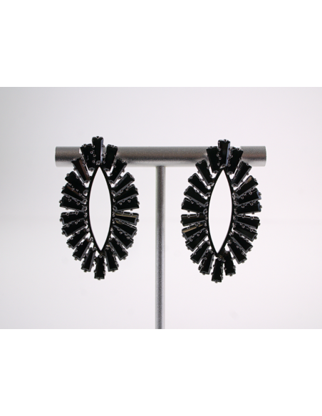 Kolczyki WIECZOROWE Z CYRKONIAMI Lolita Akcesoria srebrny sztyft 925 CZARNY