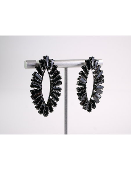 Kolczyki WIECZOROWE Z CYRKONIAMI Lolita Akcesoria srebrny sztyft 925 CZARNY
