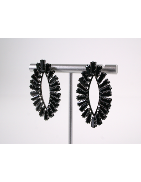 Kolczyki WIECZOROWE Z CYRKONIAMI Lolita Akcesoria srebrny sztyft 925 CZARNY