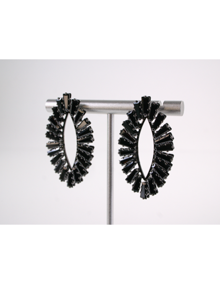 Kolczyki WIECZOROWE Z CYRKONIAMI Lolita Akcesoria srebrny sztyft 925 CZARNY
