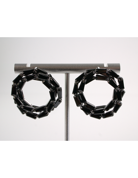 Kolczyki WIECZOROWE Z CYRKONIAMI Lolita Akcesoria srebrny sztyft 925 CZARNY
