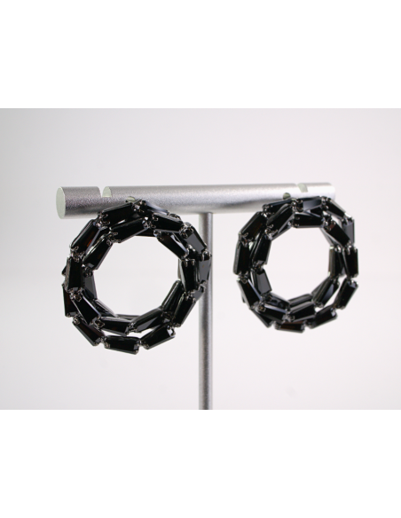 Kolczyki WIECZOROWE Z CYRKONIAMI Lolita Akcesoria srebrny sztyft 925 CZARNY